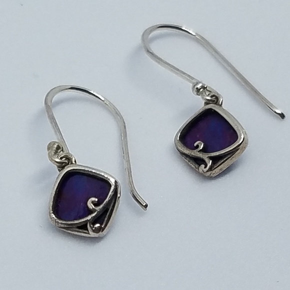 *SOLD*  Boma Silver Purple turquoise petite drops - Picture 4 of 8